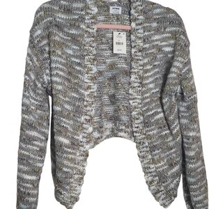 Cotton On Small Gray To Cream Ombre Open Cropped Knit Cardigan Preppy Casual